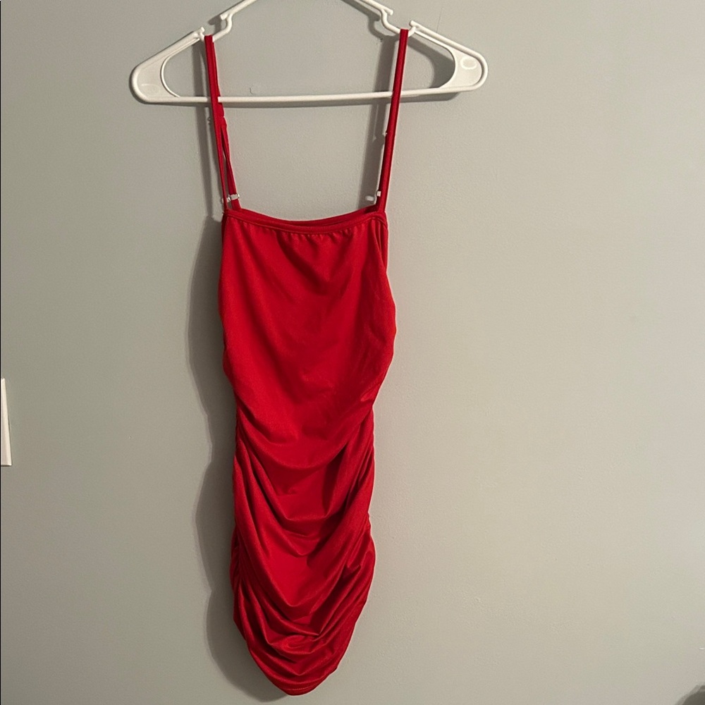 Elegant Red Ruched Dress